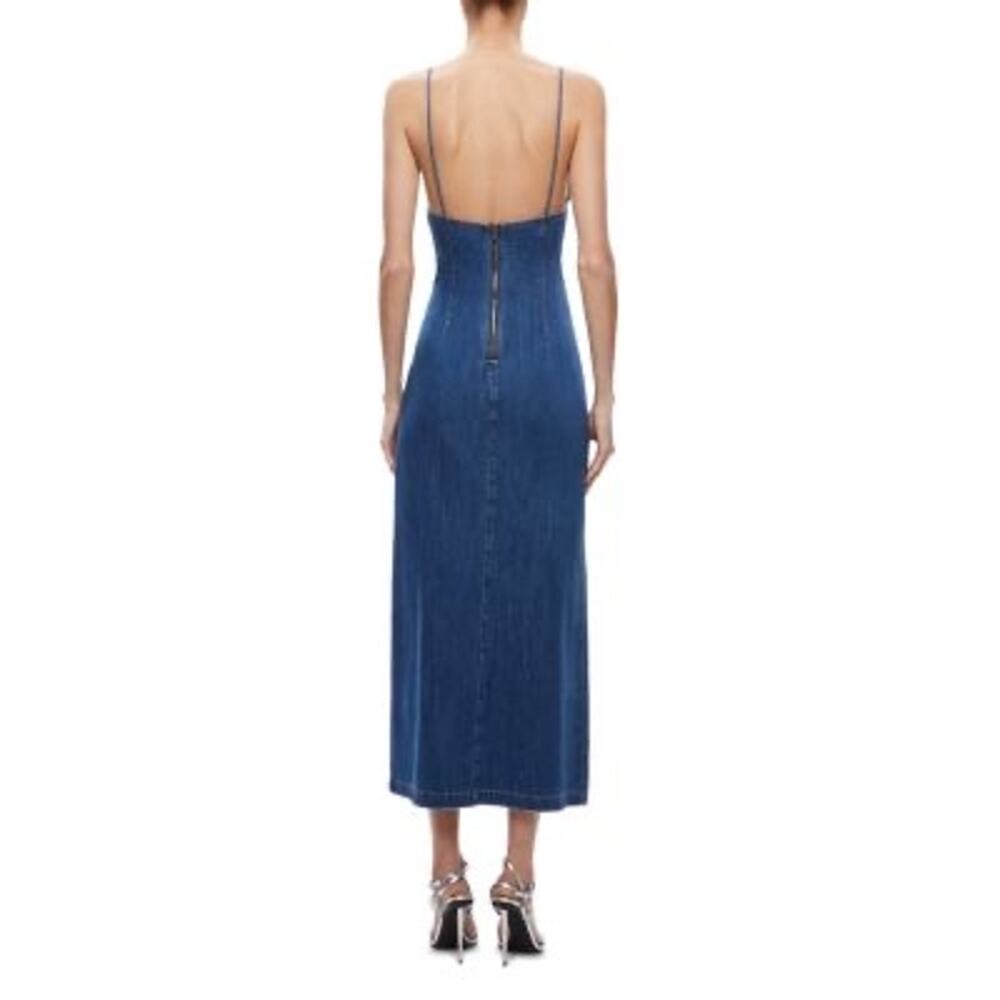 Alice + Olivia Julietta Slit Denim Midi Dress avery blue jean size 2 NWT - Picture 5 of 13
